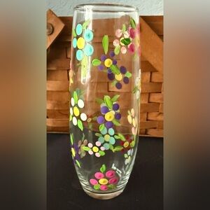 Floral Hand-Painted Glass Vase